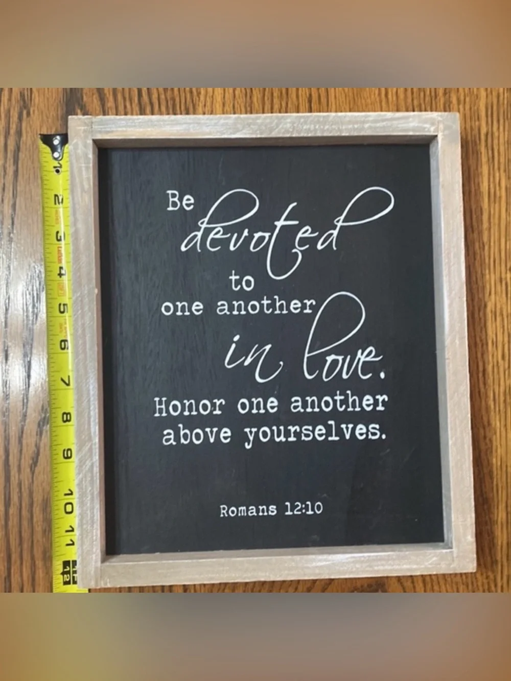 Black Framed Inspirational Wall Sign - Devoted to One Another